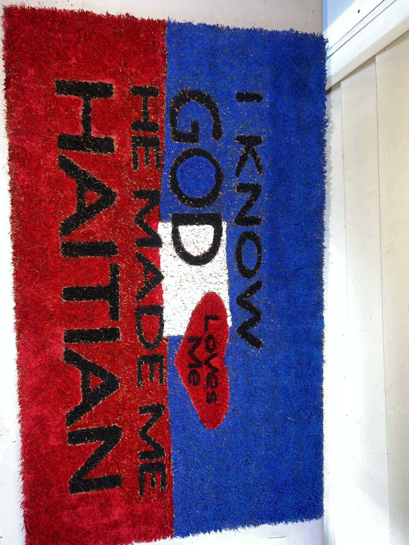 Custom Haitian pride doormat with flag colors